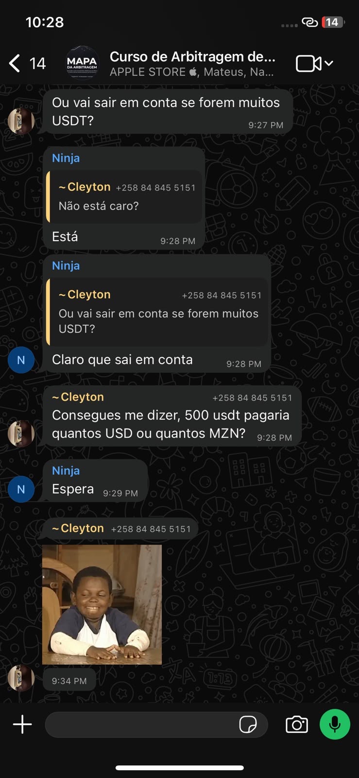 Conversa no grupo de alunos